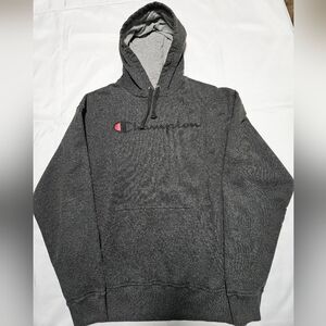 Champion Logo Gray Hoodie, size Large
